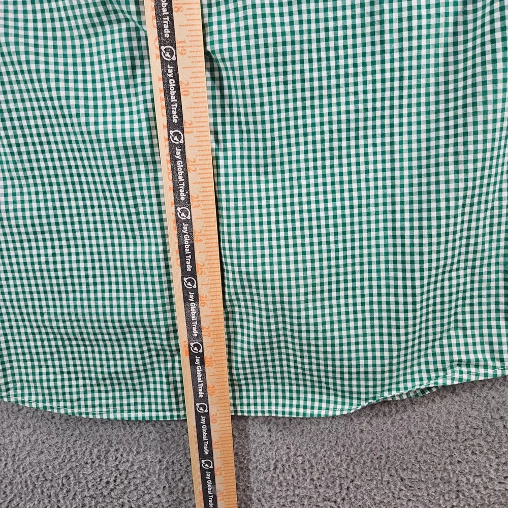 Vineyard Vines Whale Shirt Boys XL Green Gingham Check Button Down Long Sleeve